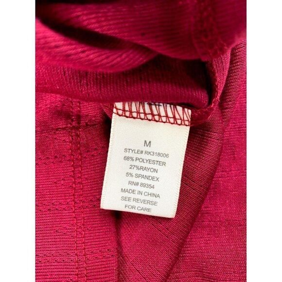 ‎Shirt Top Medium Dark Red Pointelle Button Front - Picture 4 of 8